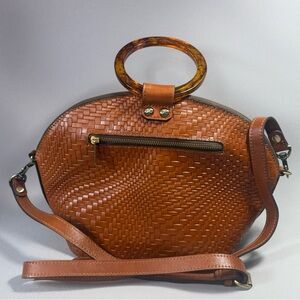 Patricia Nash Medola Dome Woven Leather Handbag with Dual Tortoise Shell Handle